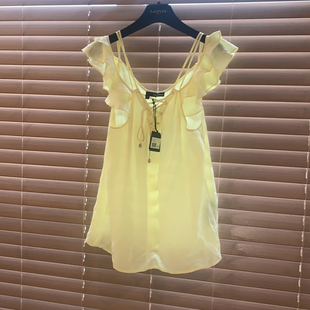 The Kooples | Silk Cold Shoulder Ruffle Blouse Size Medium New